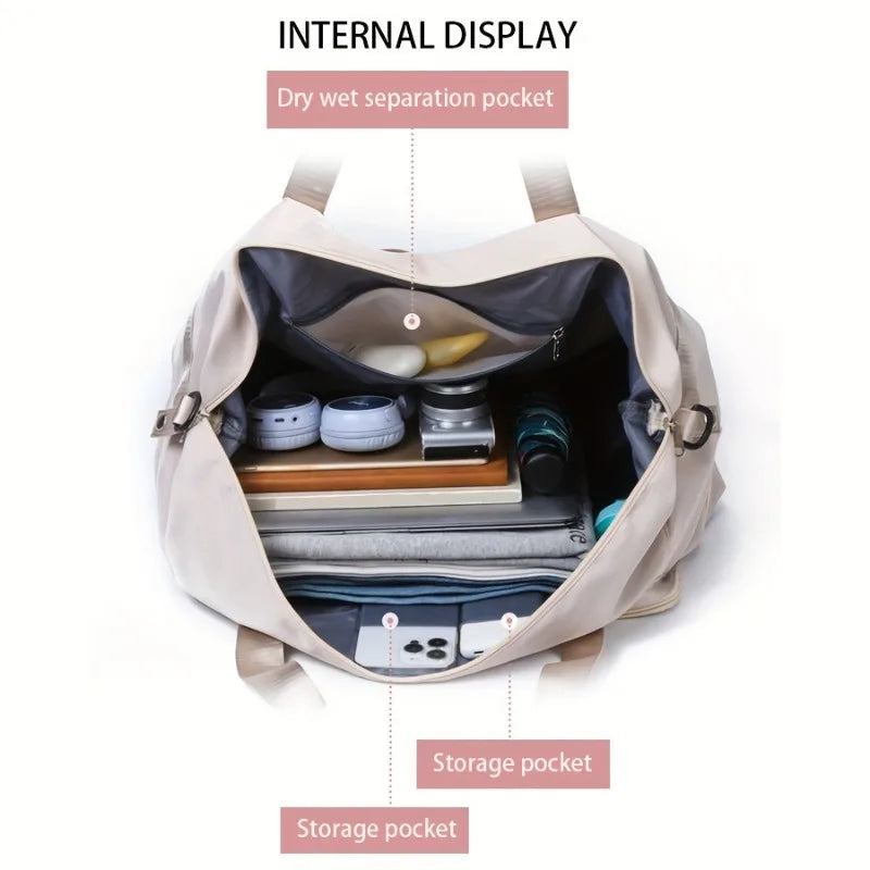 Large Capacity Multi-Functional Travel Duffel Bag & Gym Tote with Multiple Compartments, Durable Nylon Sports Bag