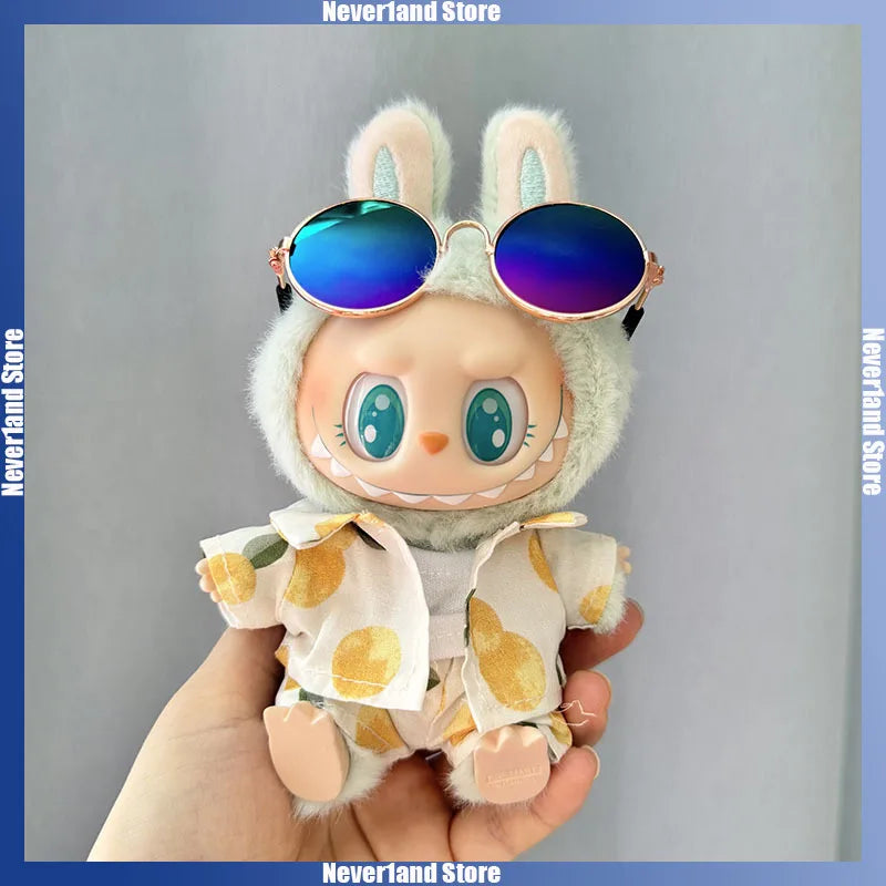 Labubu Doll Clothes Beach Resort Style Overalls Labubu Idol V1 V2 Dolls Clothing Accessories 15/17cm Plush Doll Universal