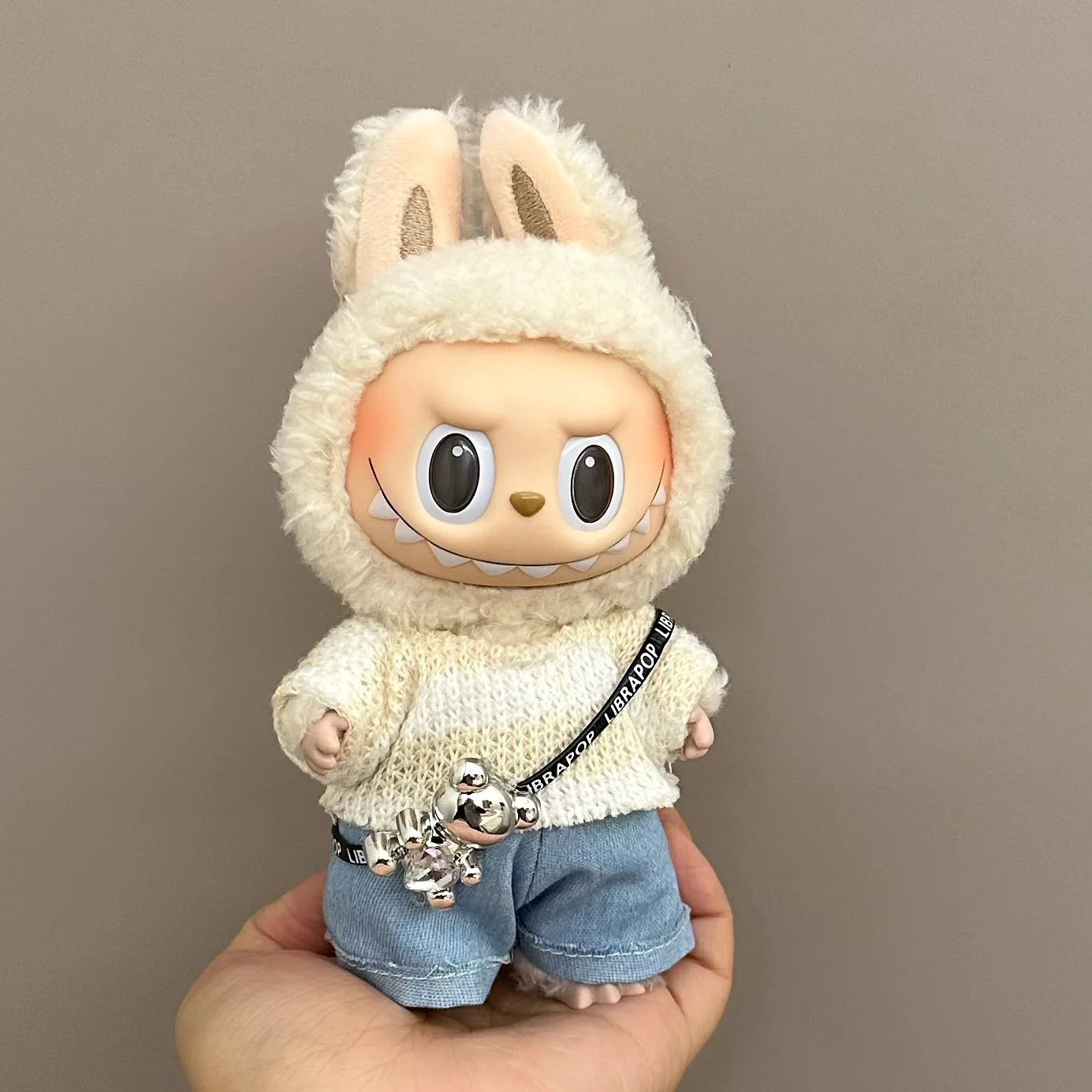 For 17cm Labubu Doll clothes Street Trend Style Set Labubu V1V2 Mini DIY doll outfit fashion boy clothing shoes accessories