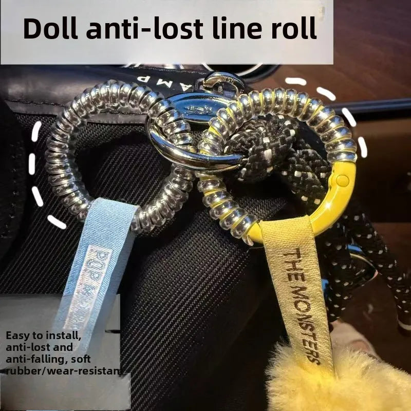 Labubu Anti Drop Buckle Silicone Rope Keychain Protection Ring Colorful Winding Fixed Anti Drop